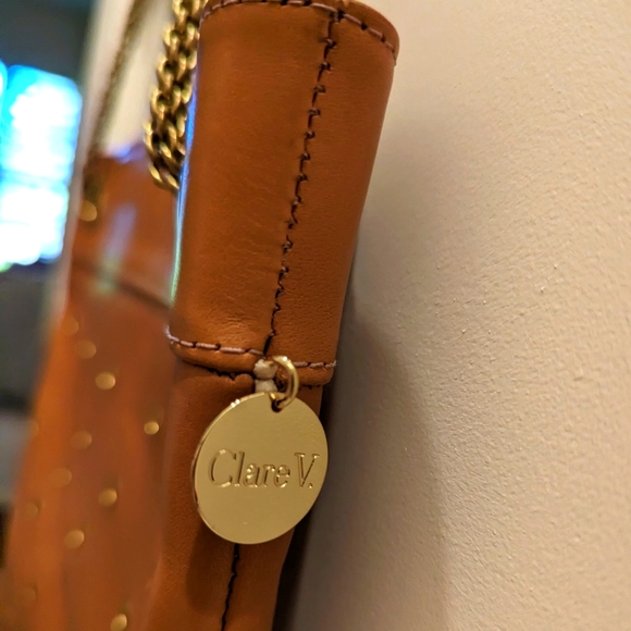 Clare V Delphine shoulder bag Cuoio leather grommets dust bag - Picture 6 of 12